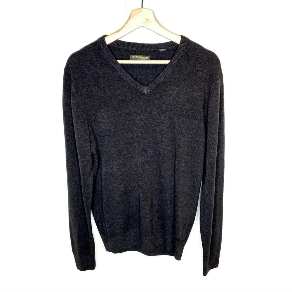 John Bartlett consensus charcoal v neck sweater
